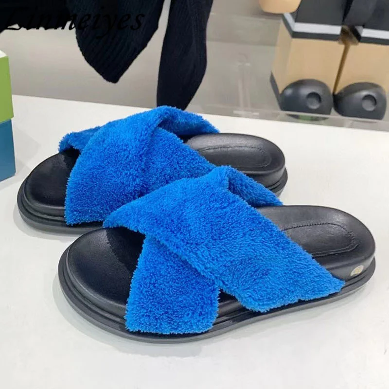 

Hot Sales Flat Slippers Women Open Toe Warm Comfortable Indoor Slippers Shoes Female Autumn Leisure Comfy Slippers Woman