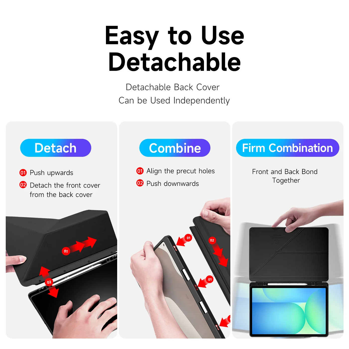 DUX DUCIS Clear Tablet Case with Detachable Snap-On Cover, S Pen Holder, and Auto Wake/Sleep Function