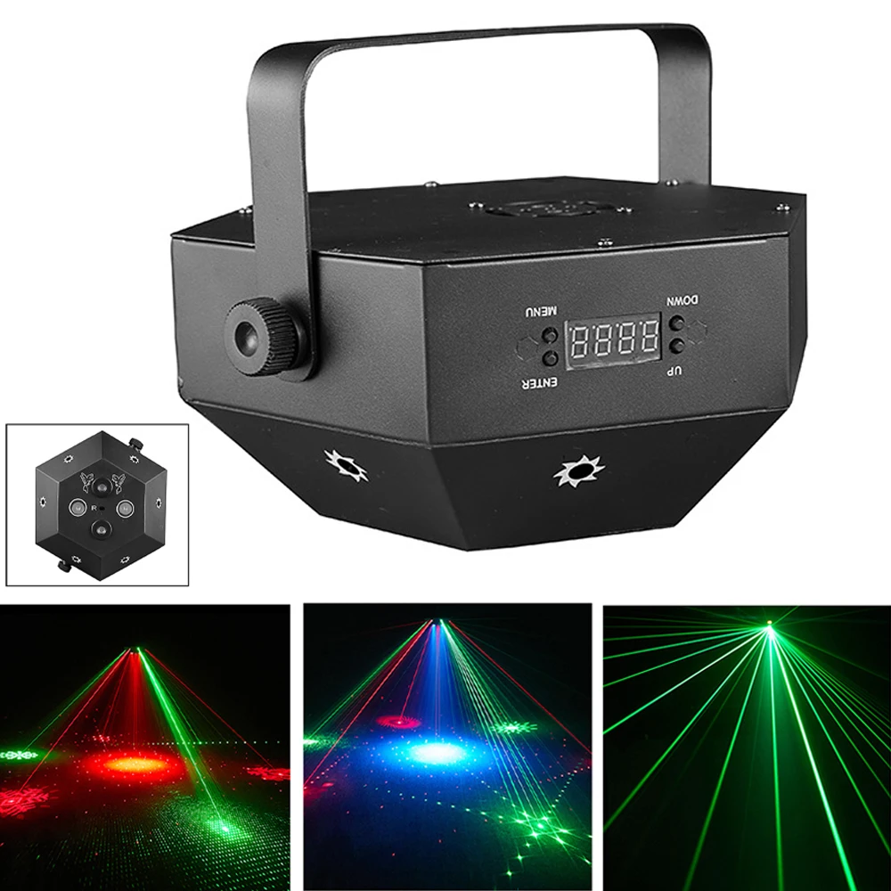 10 Holes RGB LED Party Light DMX DJ Disco Wash Laser Light Projector LED Strobe Lighting Stage Laser Pattern Lights With Remote