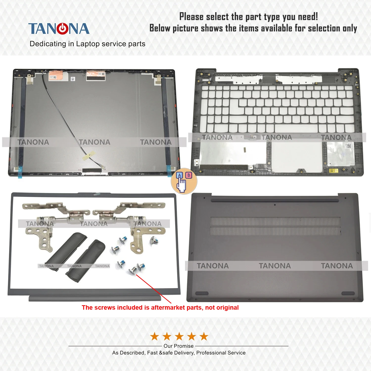Ideapad 5-15IIL05 5-15ARE05 5-15ITL05 Lcd 뒷면 덮개 후면 뚜껑 베젤 손목 받침대 하단 하단 케이스 힌지..