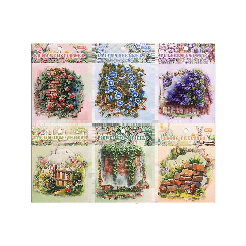 Retro Pet Flower Stickers Decorative Stickers Bag Secret Garden Series Diy Creative High Beauty Clipbook Collage Album Photos