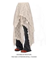 Slimming Effect f-length Lace Skirt Tea Break Beach Vaion Sle Irregular Hemline Casual Loose Fit for plus Size Women - Image 3