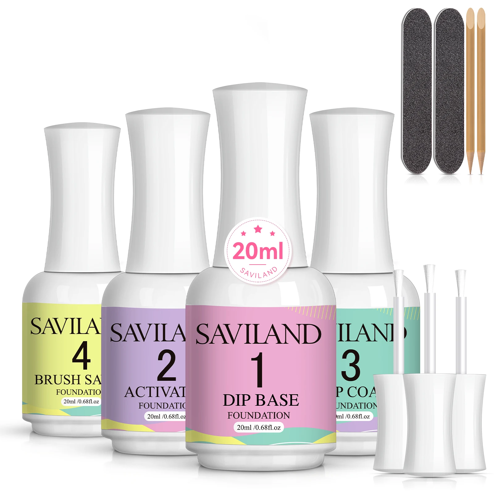 세이빌랜드 20ml 딥 파우더 리퀴드 세트 HEMA-프리 베이스 액티베이터 탑 ..