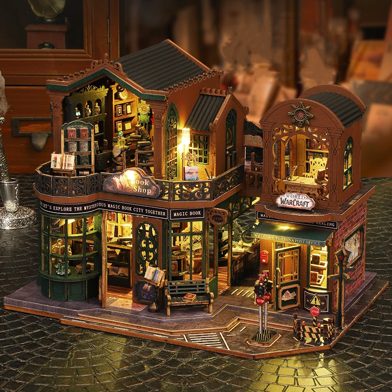 DIY Wooden Miniature Model Kit Twilight Book City Casa Doll Houses 3D Puzzle Dollhouse With Furniture for Friends Christmas Gift 2