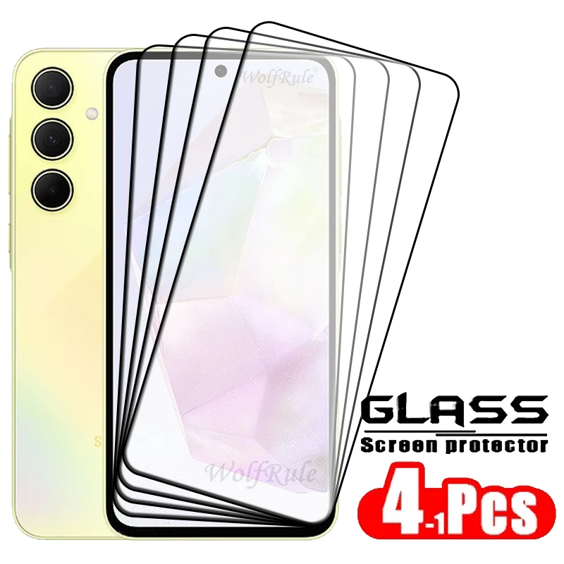 1/2/3/4Pcs Full Cover Glass Per Samsung A35 Glass Samsung Galaxy A35 Vetro Temperato Full Glue Screen Protector Samsung A35 A 35