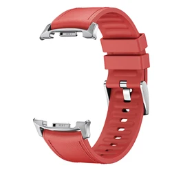 Premium Leather Silicone Strap for Galaxy Watch: Elegant No-Gap Band Bracelet Accessories (Red)