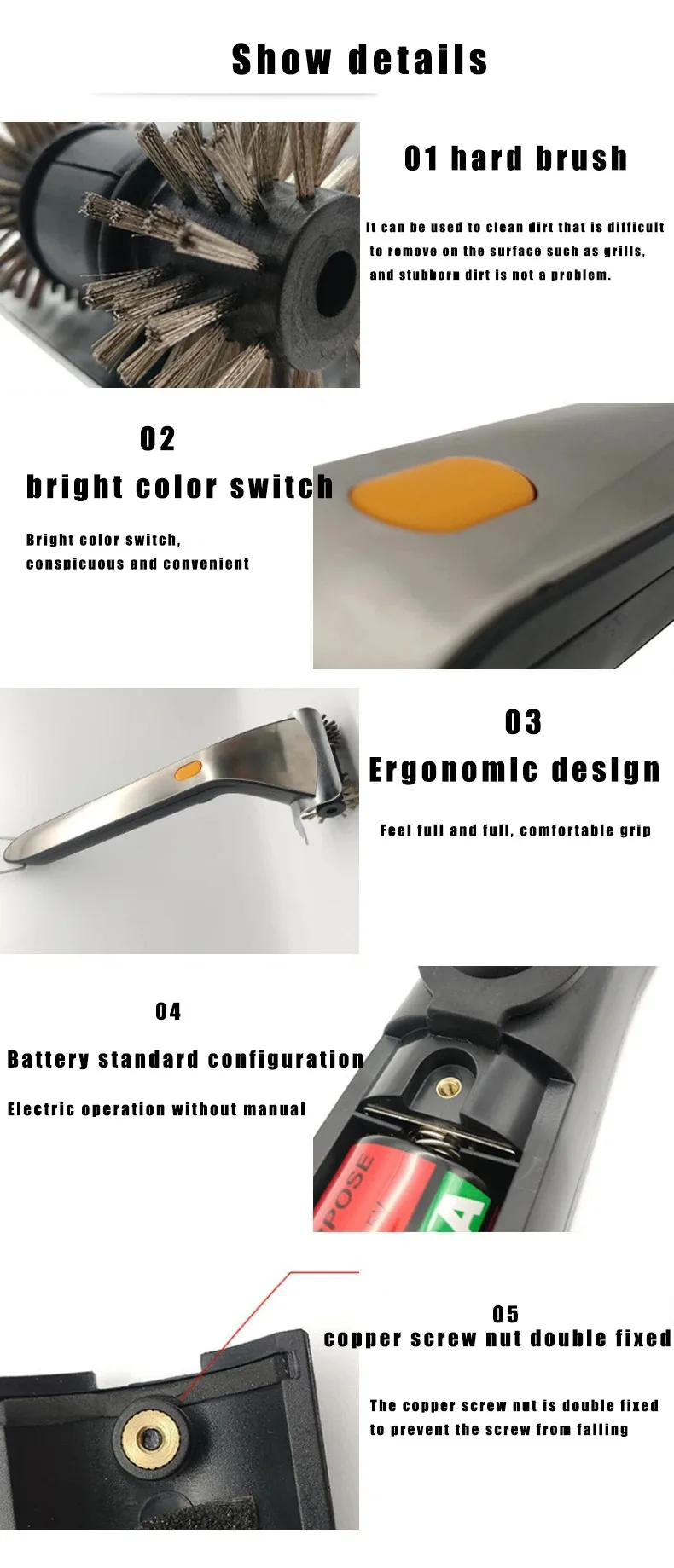 Description Picture 5 of itemElectric Steam BBQ Cleaning Brush â€“ Outdoor Grill Cleaner for Charcoal & Gas Grills, with Scraper | Kitchen Tool