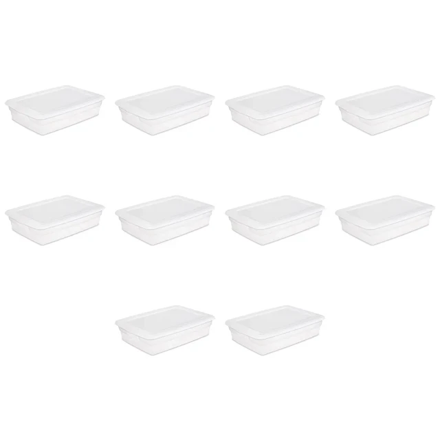 Sterilite 28 Qt. Scatola portaoggetti in plastica, bianca, Set di 10 scatole  portaoggetti e contenitori - AliExpress