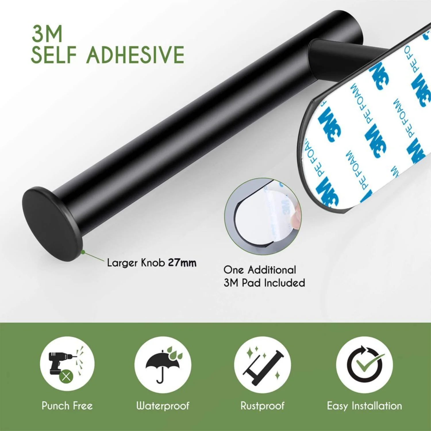 Toilet Paper Holder Self Adhesive-Kitchen Washroom Adhesive Toilet Roll Holder No Drilling for Bathroom Stick on Wall Stainles