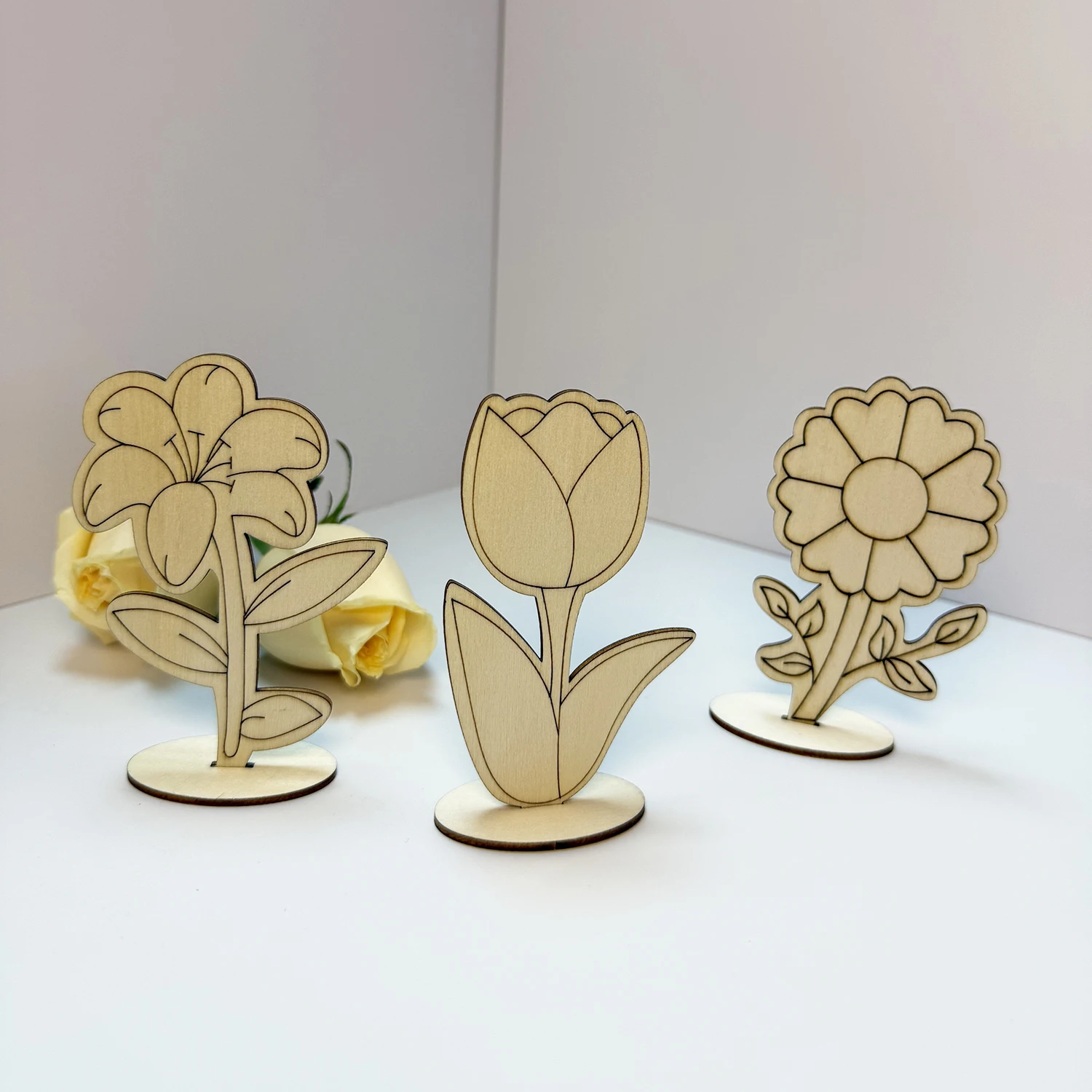 Wooden DIY Craft Flowers 3