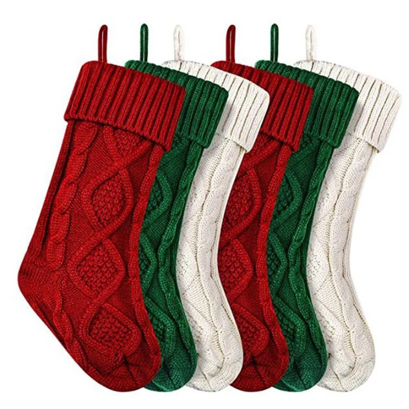 

Christmas Stockings,6Pack 18 Inches Cable Knitted Stocking Gifts & Decorations For Family Holiday Xmas Party