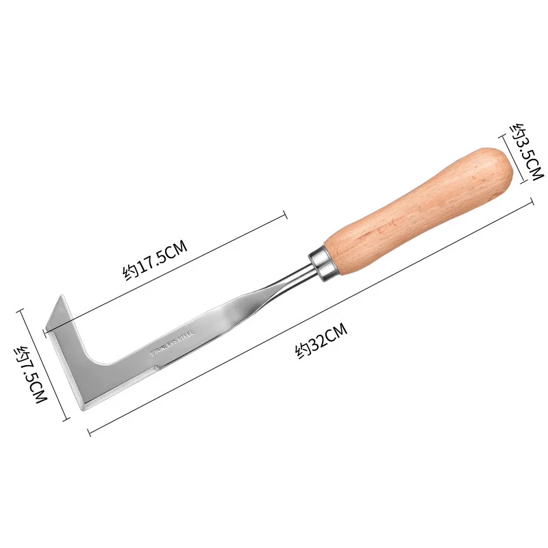 Garden Crack Weeder Crevice Weeding Tool Handle Stainless Steel Manual Lawn Mower L-Shaped Weeding Sickle for Lawn Patio portable weeder hand weeder weed tool head weed cutter head weed puller tool weed puller weed tool attachment