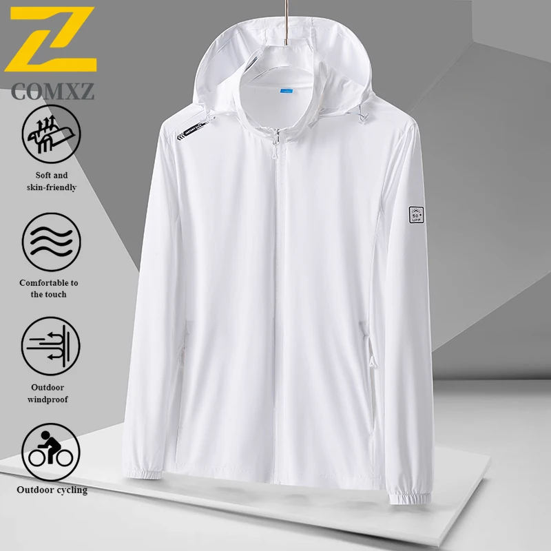 EIAO Men's Summer Waterproof UV Protection Jacket UPF50+ Ice Silk Lightweight Outdoor Skin Coat Loose Trendy camping Windbreaker
