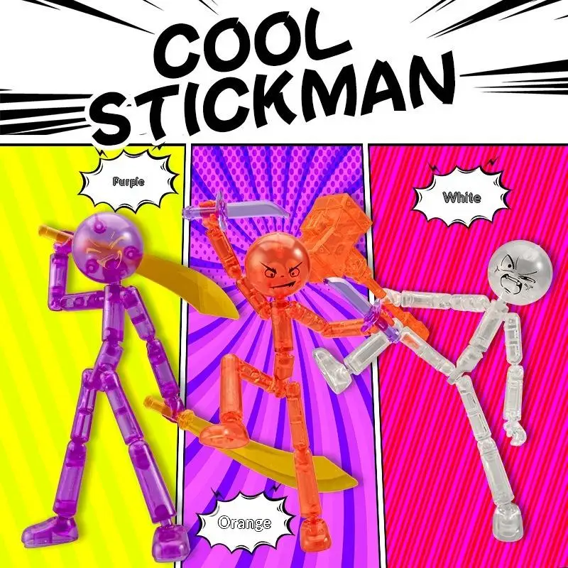 1 Set Novelty Action Figure Stickman Assembled Robot Movable 3d Printing Mannequin Multi-jointed Stickman Toy - 6