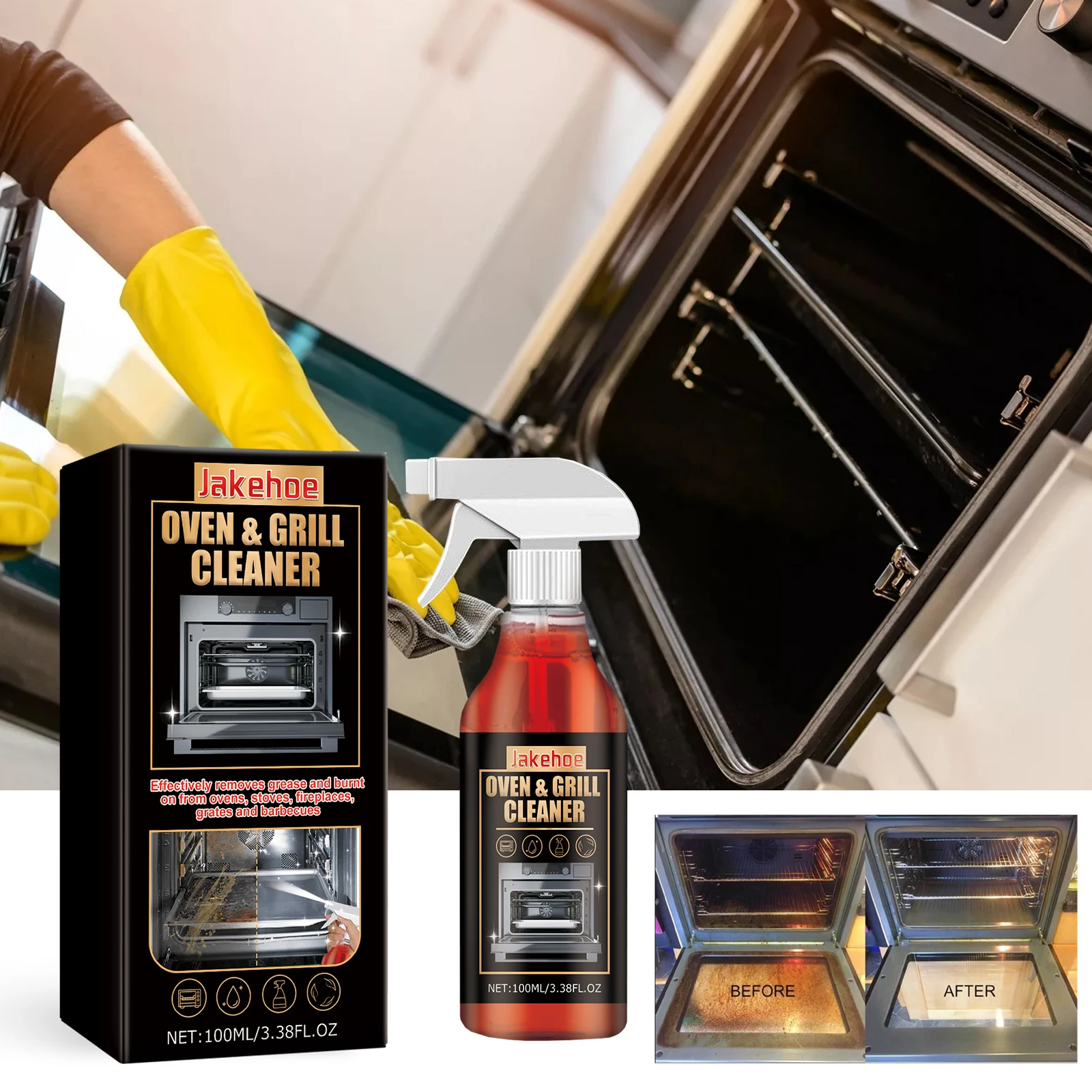 100/200/300/500ml Cooktop Oven Foam Cleaner Oven Grill Stain Deodor Deodor Degreaser