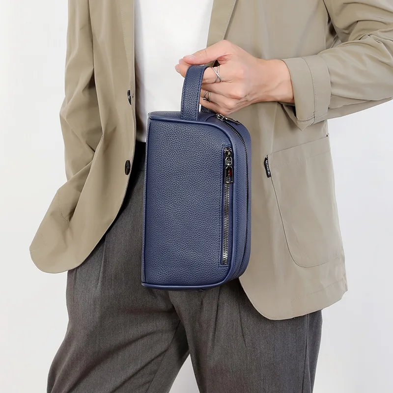 Men's Business Handheld Wallet PU for Convenient Travel, Commuting, Litchi Pattern Design, Portable