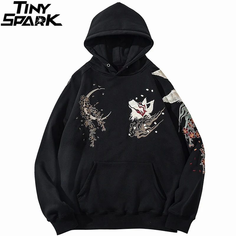 Hip Hop Streetwear Hoodie Sweatshirt 2023 Men Embroidery Flower 
