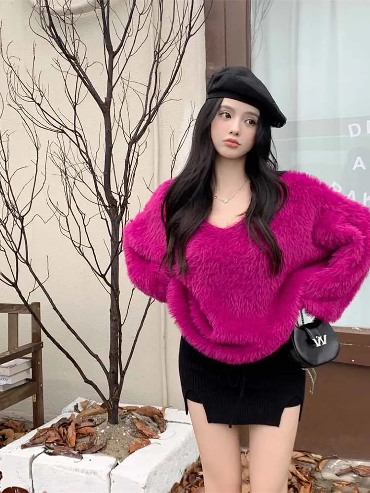

Knitting Sweater Loose Fit Round Neck Long Sleeve Women Pullovers New Fashion Autumn Winter 2023