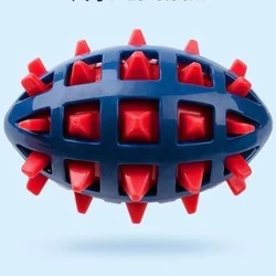 Durable Rubber Rugby Dog Toy with Soft Spines for Teeth Grinding and Squeezing (Red)