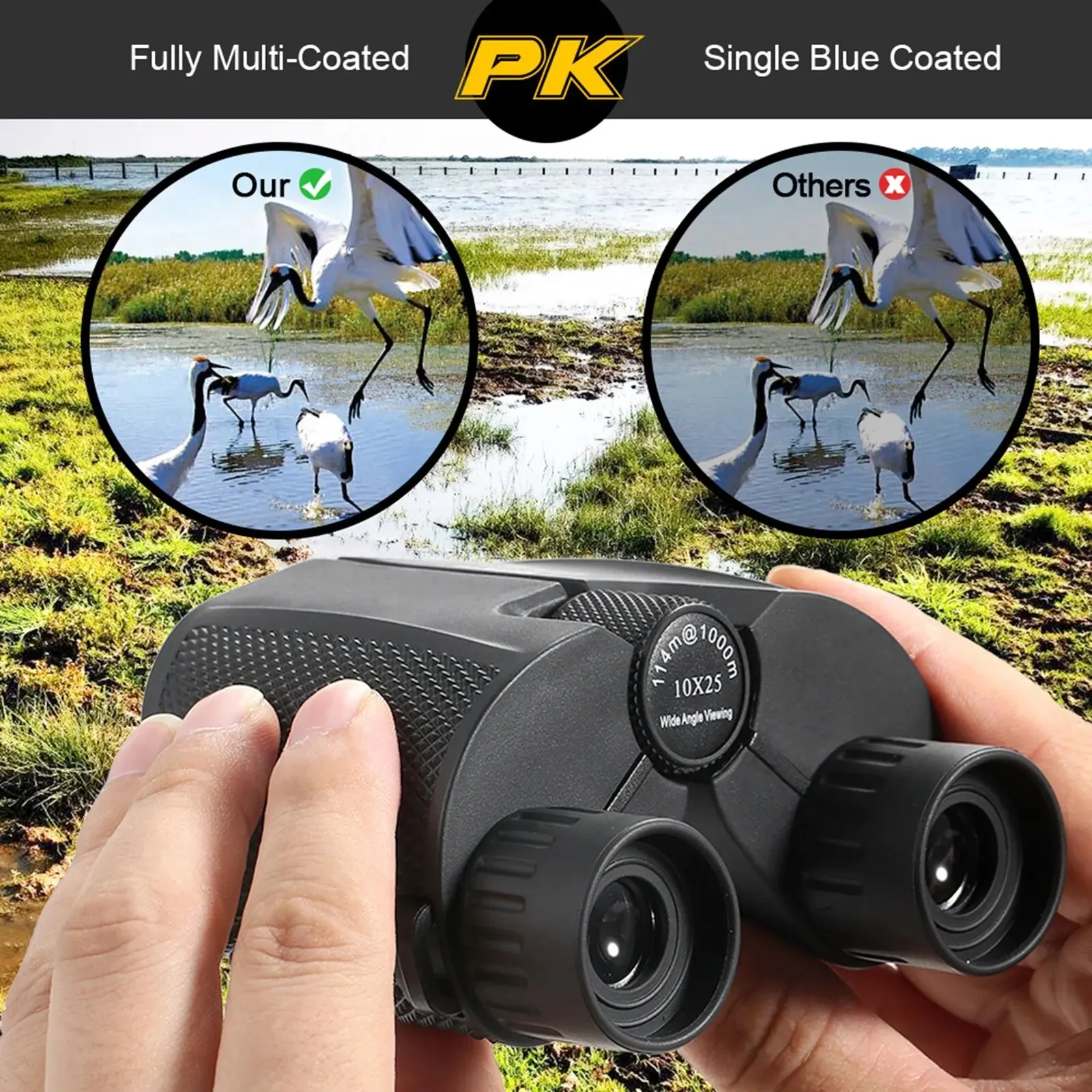 Binoculars 10X25 HD Mini Portable Telescope BAK4 FMC Coated Telescope Outdoor Bird Watching Hunting Travel Camping Ball Game 2