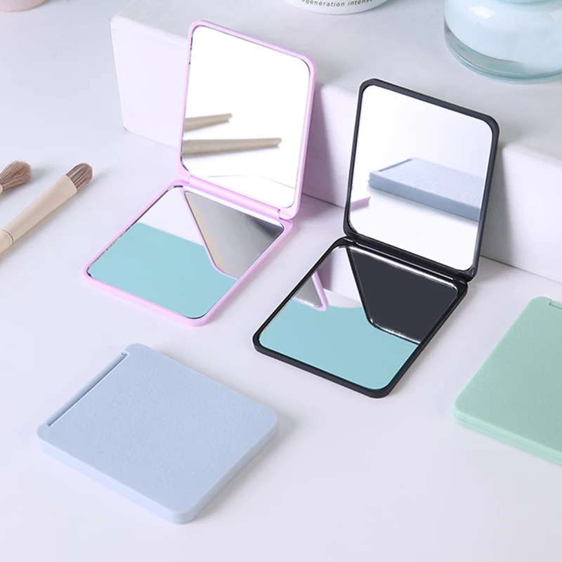 1PC Plastic Folding Mirror Pocket Mini Portable Makeup Mirrors Travel Hand Small Mirror Vanity Foldable Compact Cosmetics Tools