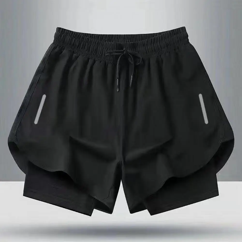 

Soft Fabric Shorts Quick Dry Men's Swim Shorts with Double Layers for Water Sports Jogging Slim Fit Conservative Design