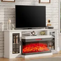 75-inch 3-sided Glass Fireplace TV Stands Can Be Used for TVS Up To 85 Inches in Rural Media Entertainment Center Control White 1