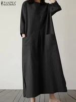 2024 ZANZEA Fashion Summer Vintage Women Solid 3/4 Sleeve Sundress Baggy Loose Casual Dress Oversize Vestidos Kaftan Robe Femme - Image 4