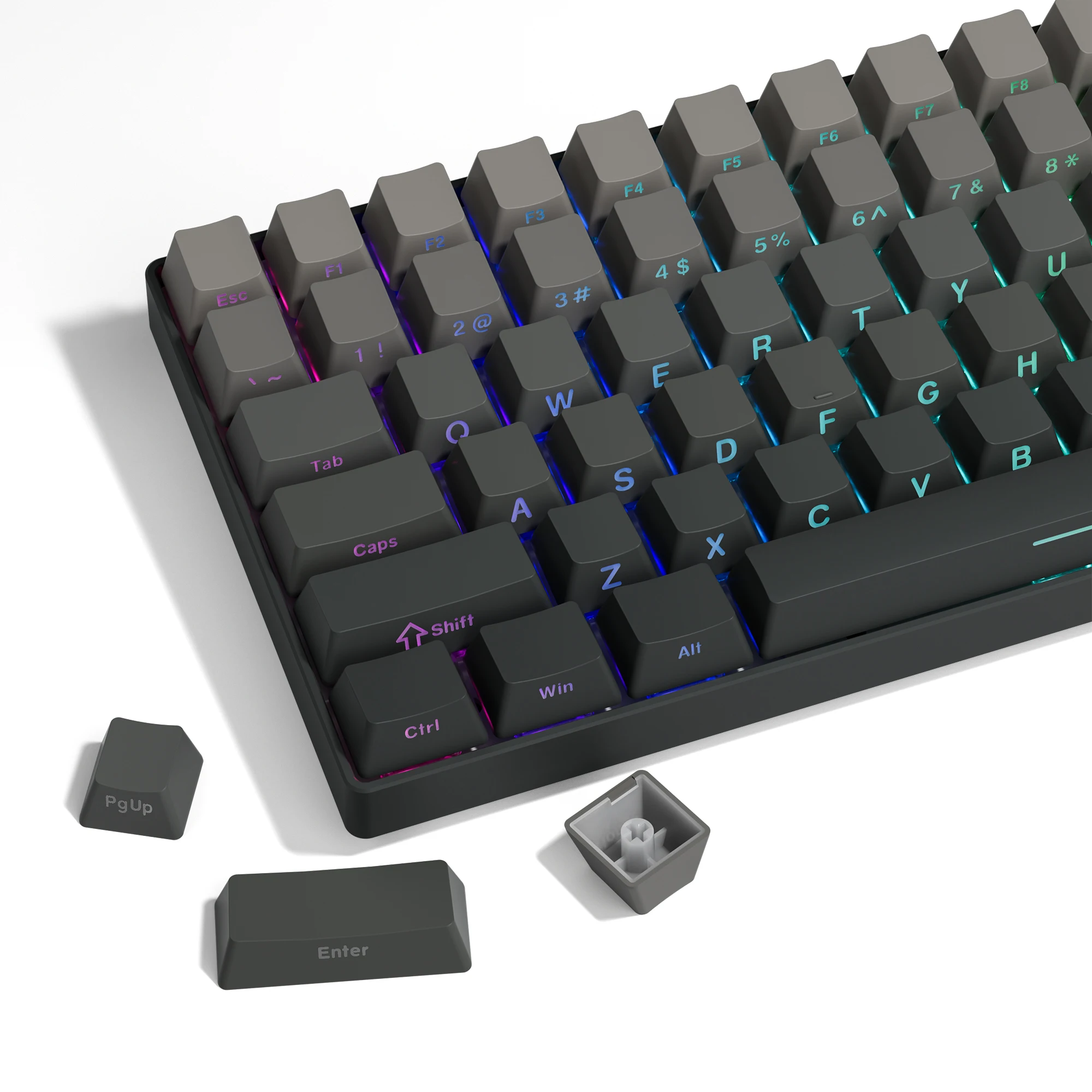 Pbt Tiro Duplo Lado Impressão Brilhar Através de Keycaps Retroiluminados 136 Chave Dia Polar Apto para Teclado Mecânico mx 108 96 87 Nj80 84 68 64 61