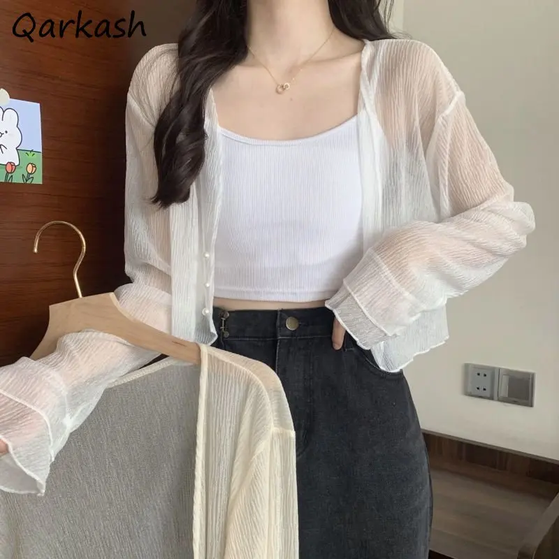 

Sun-proof Jackets Women Sheer Vintage Summer Elegant Streetwear Vacation Harajuku Fashion Daily All-match Simple Female Ulzzang