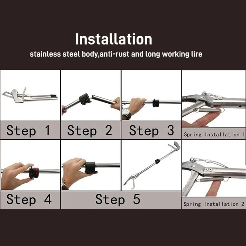 Snake Tongs Catcher Y5GB Snake Tongs Reptile Catcher Stainless Steel Wide Jaw Pick-up Handling Tool Multiple Size with Self-Lock Function 3 Size