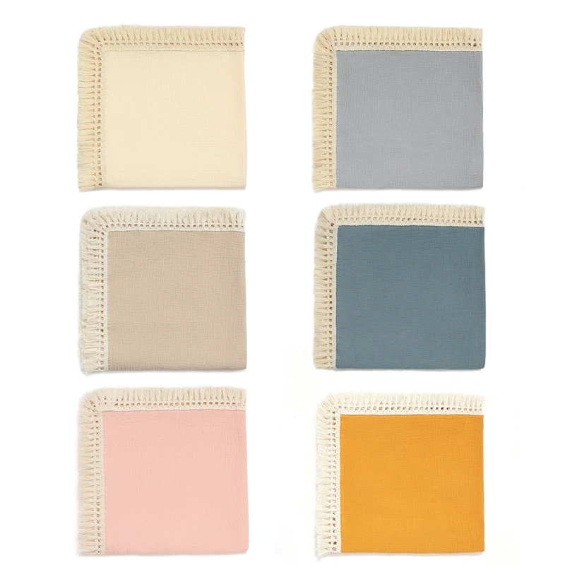 Baby Blankets Soft Gauze Comfortable Swaddling Newborn Infant Fashion Fringed Blanket Maternity Breastfeeding Cover Baby Bedding 4