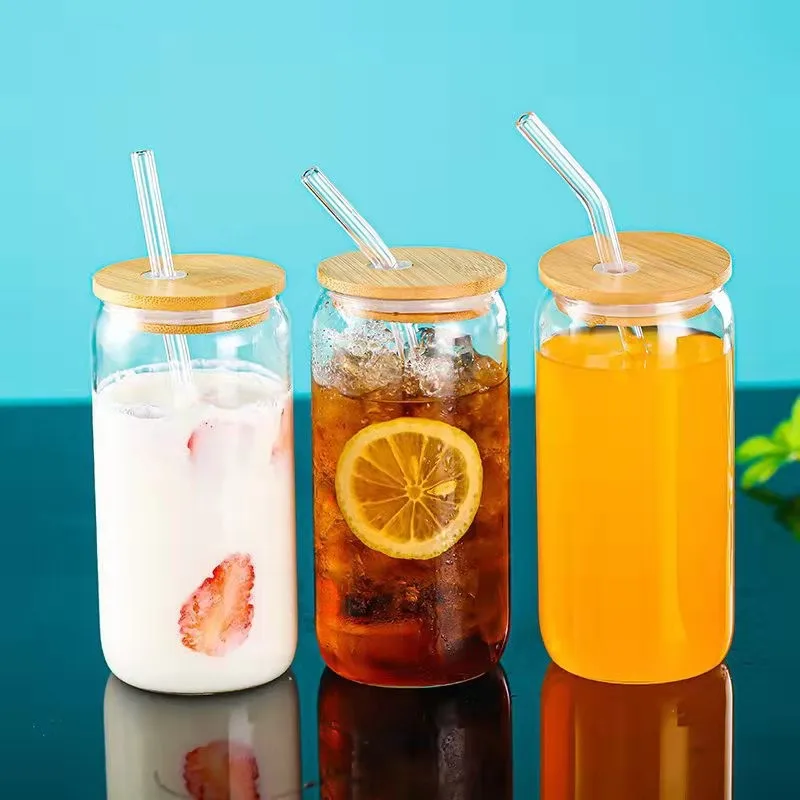 Glass Cups With Lids And Metal Straws, Iced Coffee Cups With Bamboo Lids,  Cute Boba Cup With Non-Slip Sleeve, Clear Drinking Glasses For Bubble Tea,  S - Yahoo Shopping