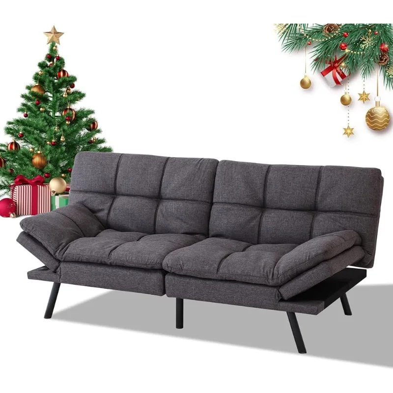 

MUUEGM Futon Sofa Bed Couch Memory Foam Convertible Sleeper Couch,Modern Futon Foldable Love Seat Full Size,Grey