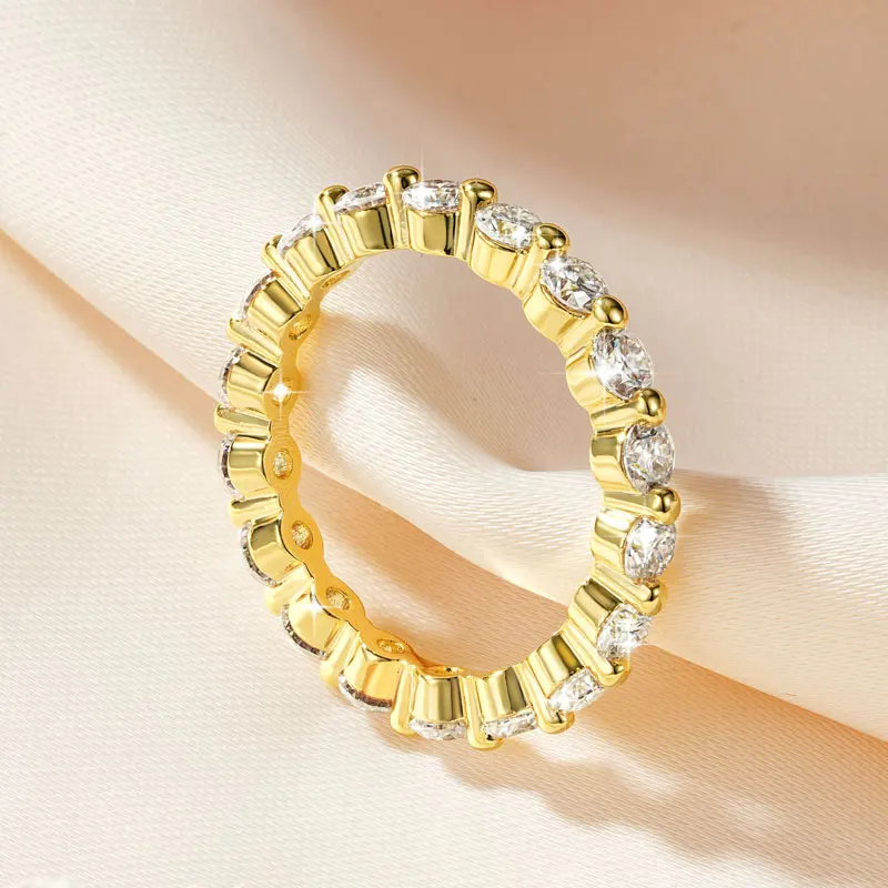 Ehhai GRA-Zertifizierter 3mm Moissanit Voll-Eternity-Ring Stapelbarer Verlobungsring für Damen 14K Goldfilled Hochzeitsschmuck Geschenke – Detail 12