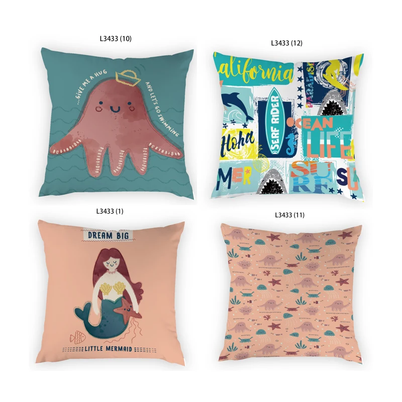 

Undersea Theme Pillow Cover Cushion Cover Beach Chair Pillow Covers Cojines 45x45 Decorative Pillows Living Room Home E2103