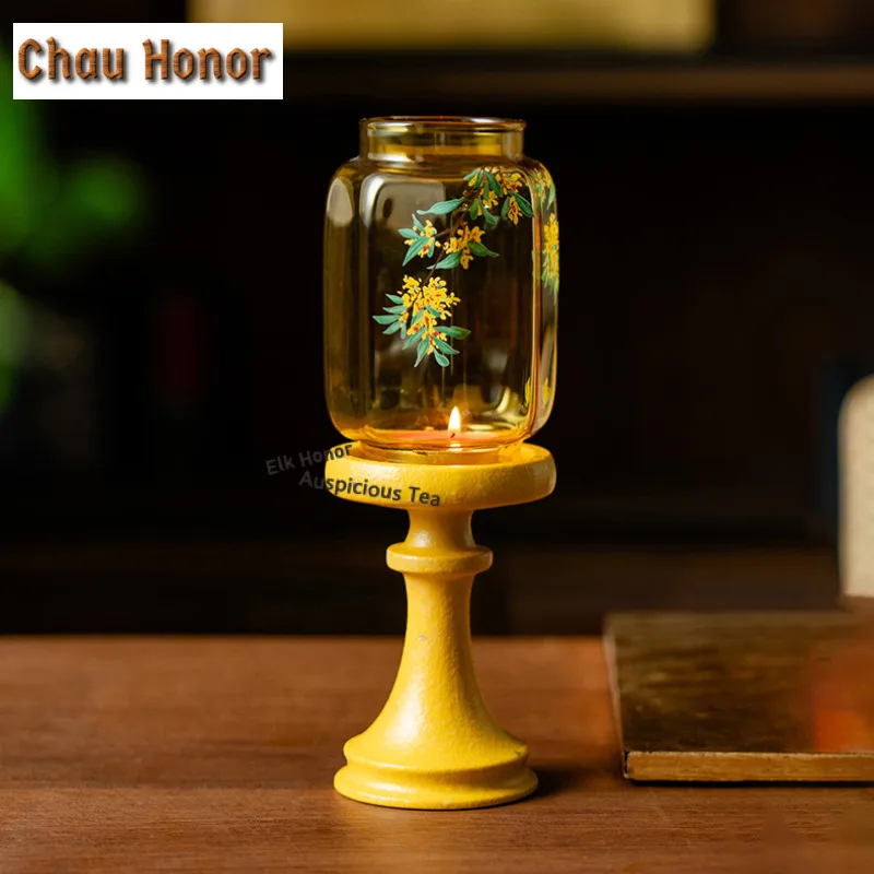 Osmanthus Ceramic Candle Holder Traditional Scented Aromatic Candles Household Candle Lights Teaset Wedding Decoration Ornaments