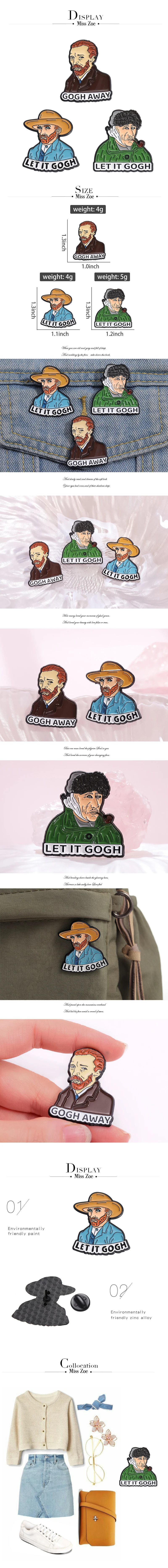 Künstler van Gogh Malerei Emaille Pins benutzer definierte Selbst porträt lassen es Gogh Broschen Revers Abzeichen Gogh Away Schmuck Geschenk für Freunde – Detail 1