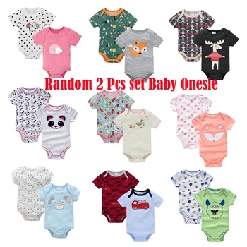 Kavkas Tutina in cotone per bambini Casuale 2 pezzi Set Design Tutina per neonato Given al caso Pagliaccetti per bambini Vestiti a maniche corte 1