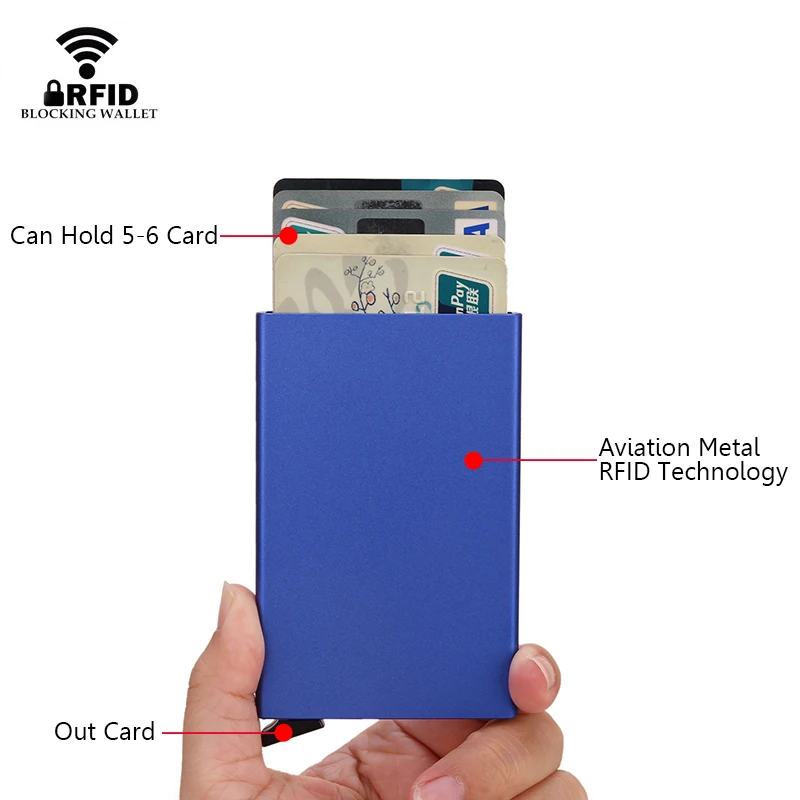 Rfid Smart Wallet Card Holder Metal Thin Slim Men Women Wallets Pop Up Minimalist Wallet Small Black Purse Vallet Walets for Men - Image 3