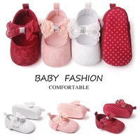 Baby Soft Cotton Shoes Beautiful Lace Bowknot Mary Jane 6 to 12 Month Baby Girl Prewalking Shoes High Quality Soft and Anti-slip 1