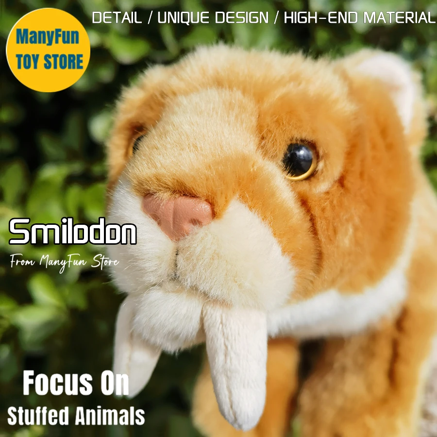 

Реалистичный Тигр с саблезубчатыми зубцами, высококачественный смайлик, плюшевые игрушки, Реалистичная Имитация мягких животных, игрушка в подарок