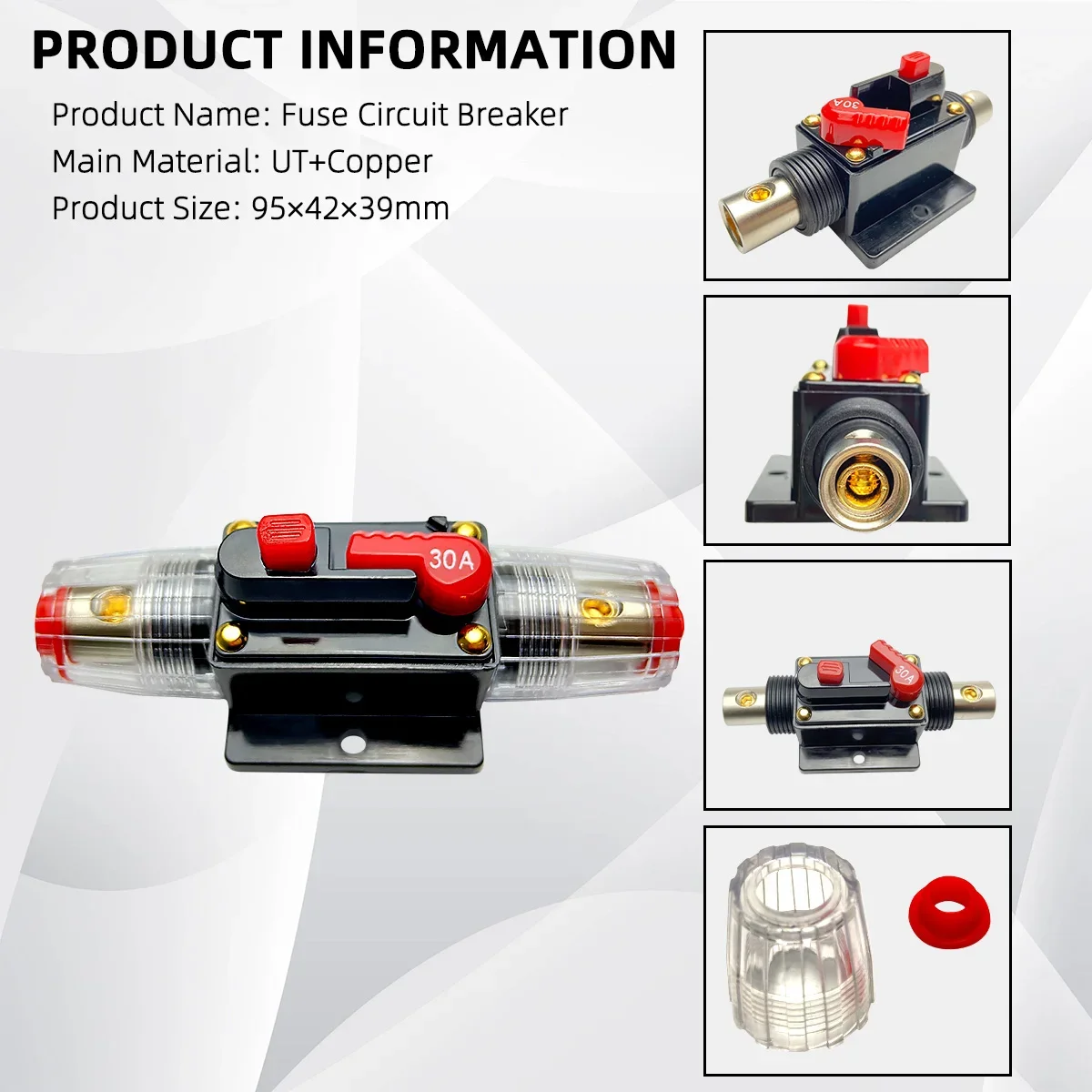 20A to 150A Circuit Breaker Fuse Manual Reset Inline Waterproof Auto Car Yacht AV Aduio Video System 12V 48VDC Circuit Breaker