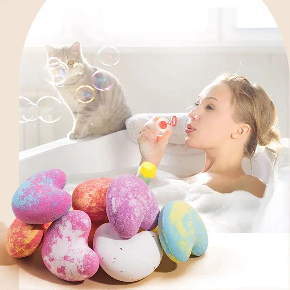 

Heart-shaped Bath Salt Ball Spa Essential Oil Bath Bomb For Foot Baths,Bubble Balls To Moisturize Dry Skin Relaxing Home Gift
