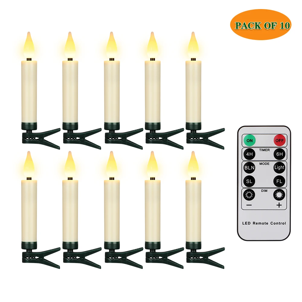 Candele coniche ricaricabili senza fiamma con stazione di ricarica, 6 candele a LED in vera cera, tremolanti, con telecomando e timer, candele a batteria con fiamma 3D, per casa, matrimoni