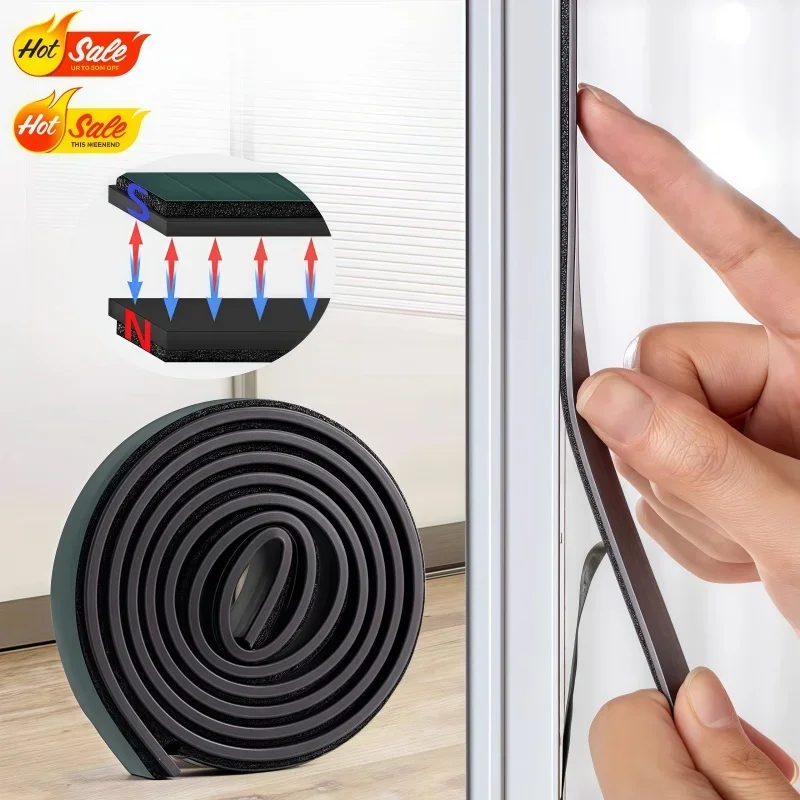 1-5 Meters/lot wardrobe door magnetic self-adhesive sealing strip door dustproof anti-collision rubber magnet sealing strip Door seal strip sealing strip tape sealing strip rubber seal strip rubber door weatherstripping door weatherstripping door draft stopper silicone seal strip