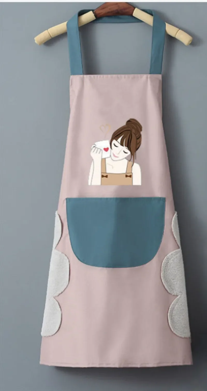 Oil-proof Waterproof Cartoon Apron Apron Waist Wipe Hand Sleeveless Aprons Household Cooking Tools Kitchen Cooking Accessories cooking apron