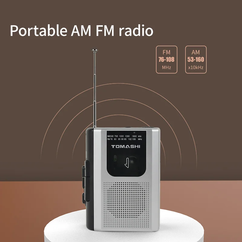 TOMASHI F-318B Portable Cassette Player Tape Recorders FM AM Radio Walkman with Built-in Speaker for News, Music, Sports