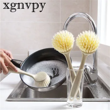 xgnvpy Spazzola per pulizia manico lungo Pentola multifunzionale Lavello Piatto Ciotola Strumento per il lavaggio Rimozione macchie Utilità da cucina 1