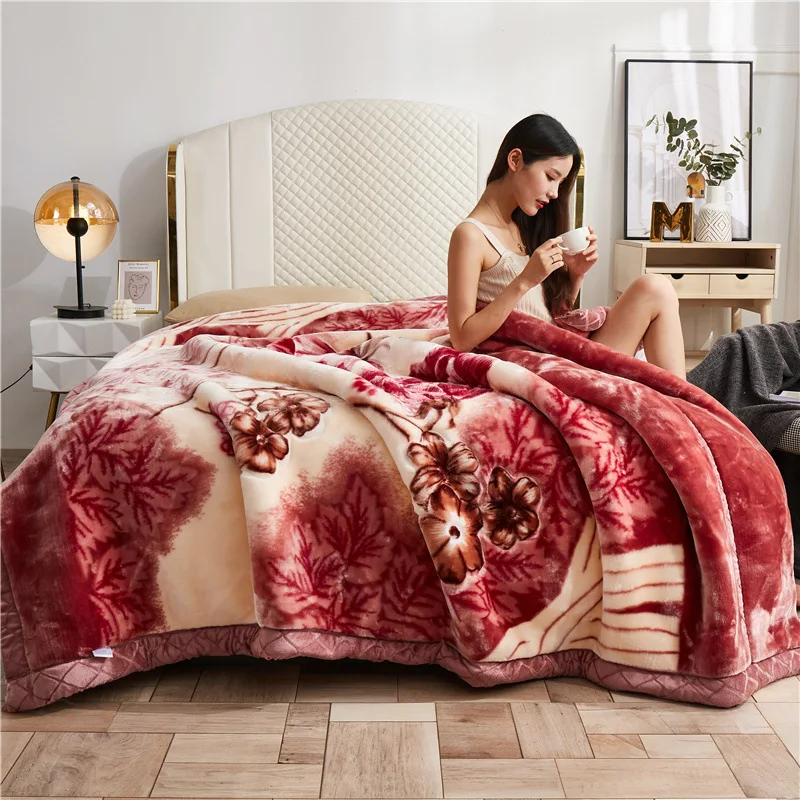 Thickened Double Layer Blanket Winter Raschel Blanket Single And Double  Wedding Red Blanket Spring Bedding Set Quilt 2-4.5kg - AliExpress